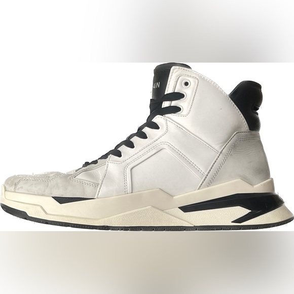 Balmain // High-Top Leather B-Ball Sneakers - Picture 5 of 6